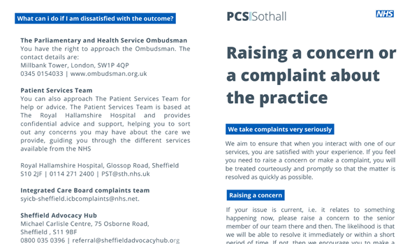 Download our complaints leaflet